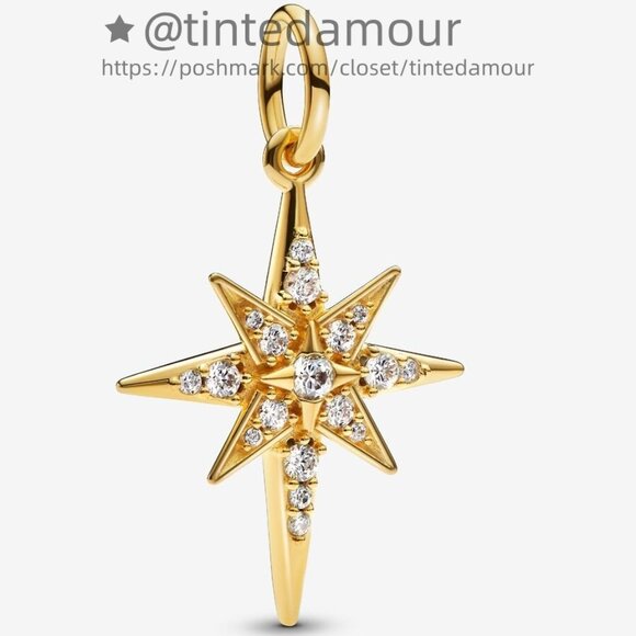 Pandora Sparkling North Star Dangle Charm - Picture 1 of 2